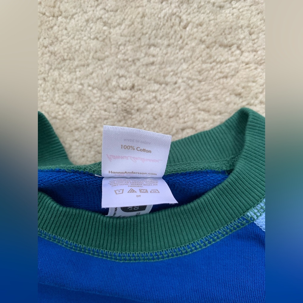 Hanna Andersson Size 140, 10, French Terry Blue Colorblock Sweatshirt - Picture 4 of 7